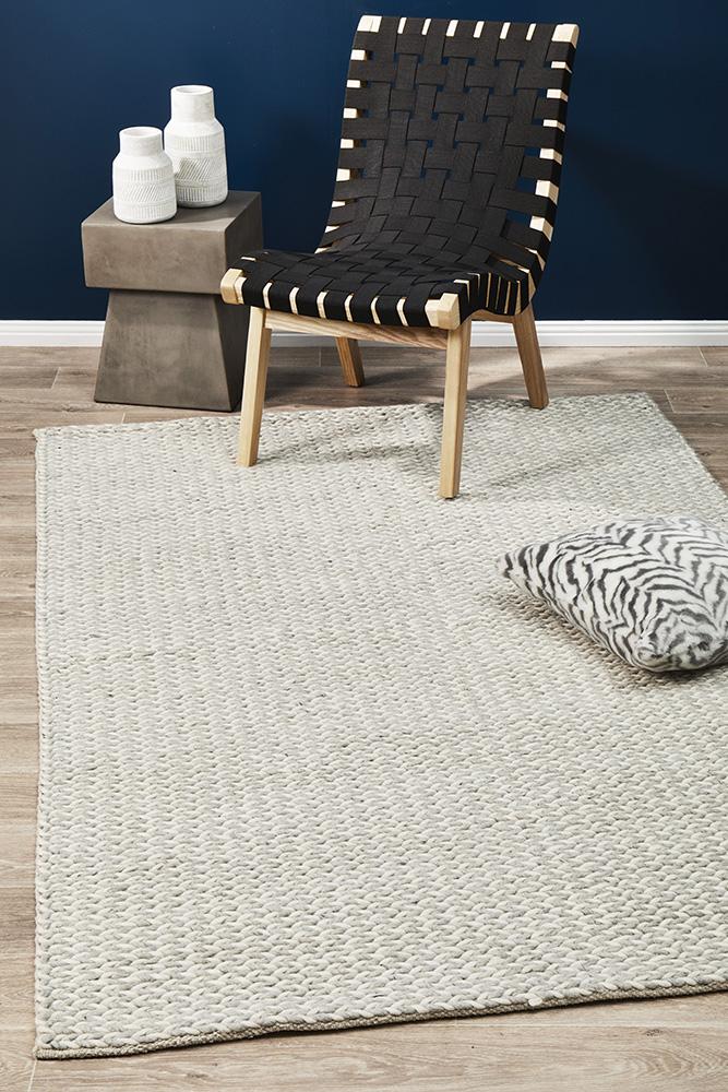 Helena Woven Wool Rug Grey White