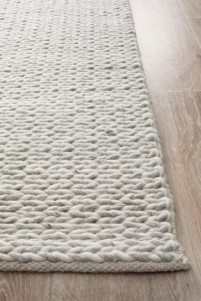 Helena Woven Wool Rug Grey White