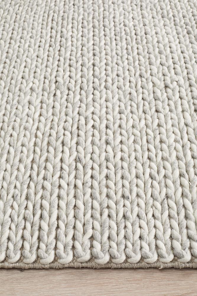 Helena Woven Wool Rug Grey White