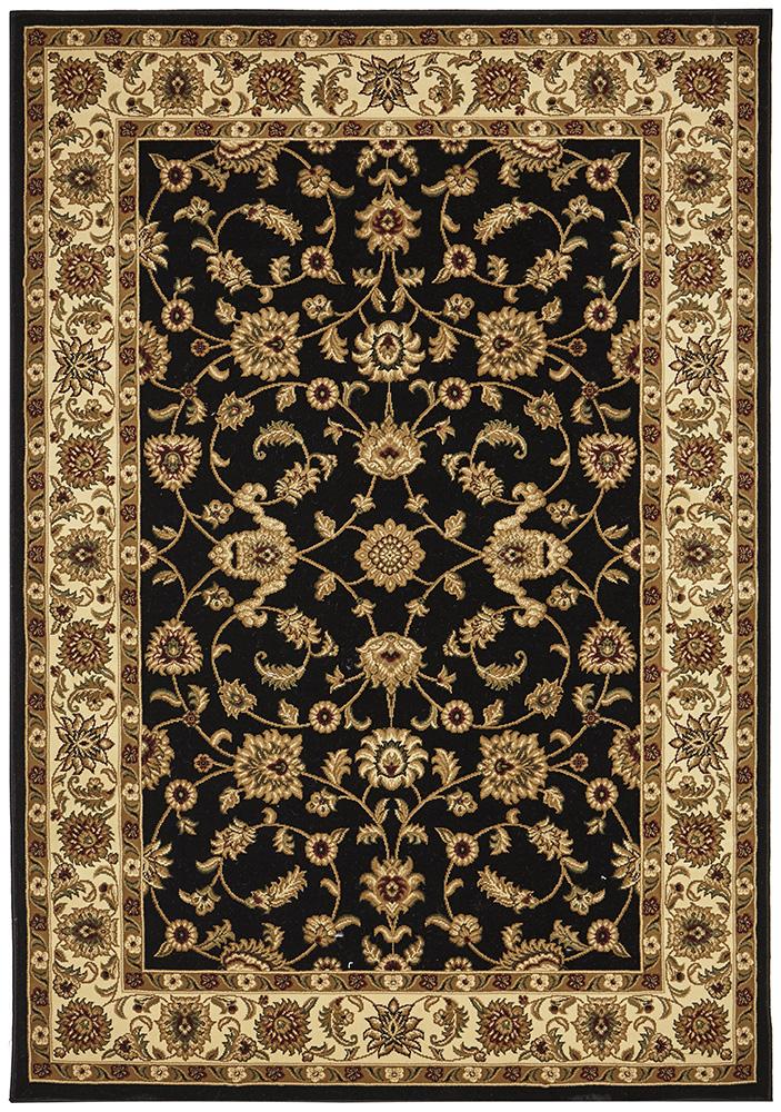 Classic Rug Black with Ivory Border