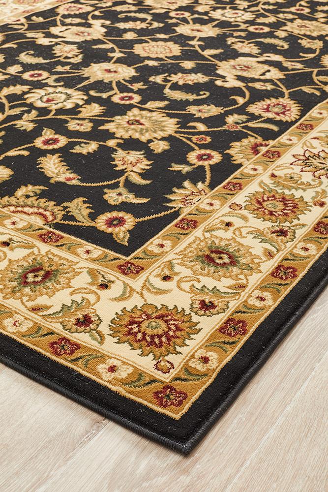 Classic Rug Black with Ivory Border