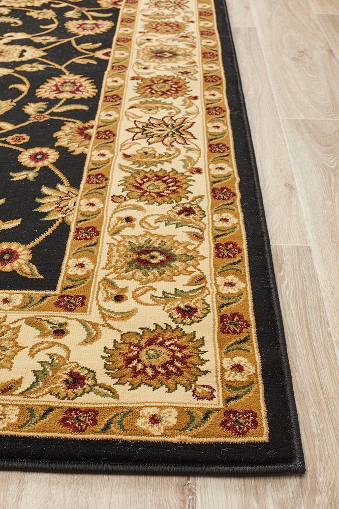 Classic Rug Black with Ivory Border