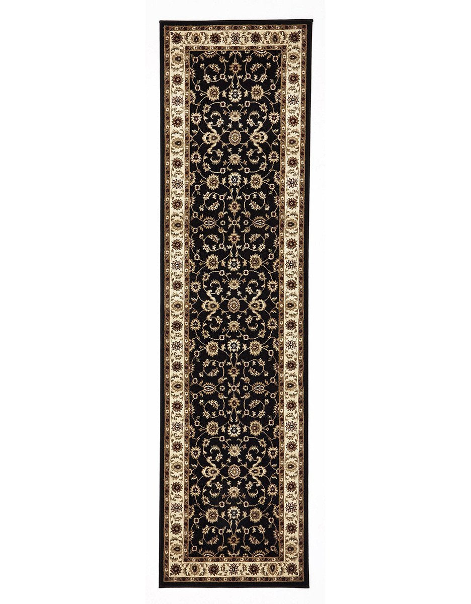 Classic Rug Black with Ivory Border