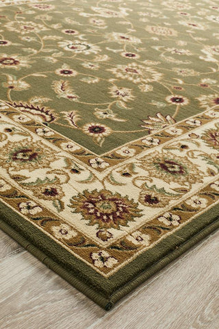 Classic Rug Green with Ivory Border