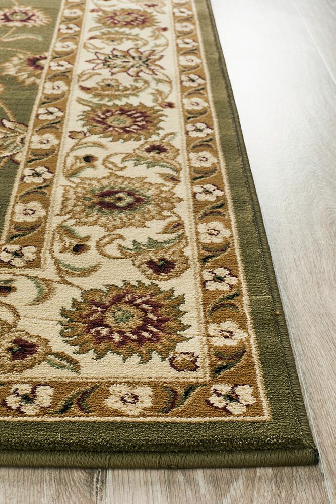 Classic Rug Green with Ivory Border