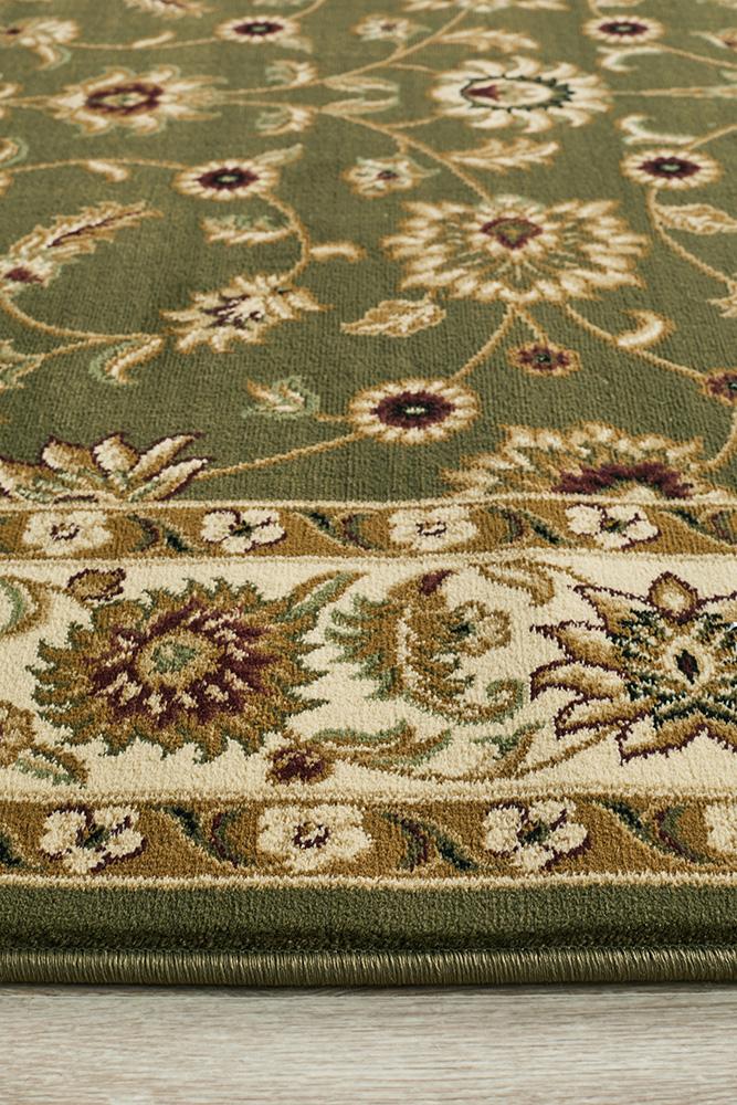 Classic Rug Green with Ivory Border