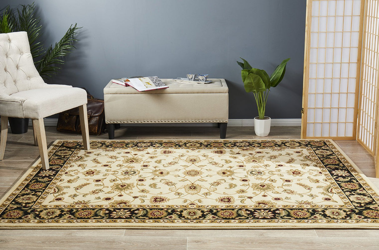 Classic Rug Ivory with Black Border