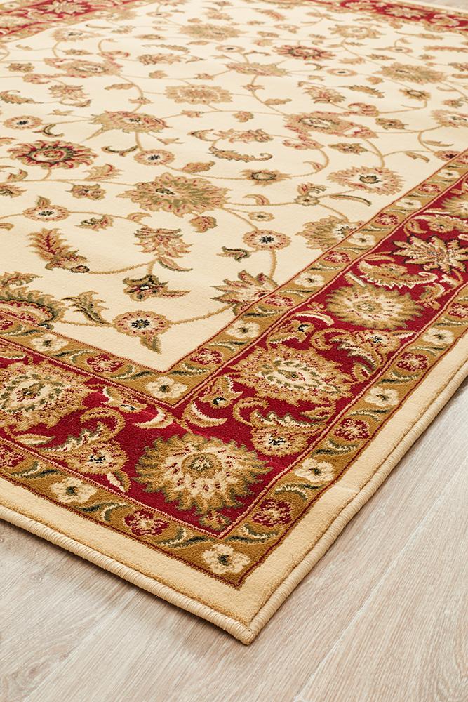 Classic Rug Ivory with Red Border