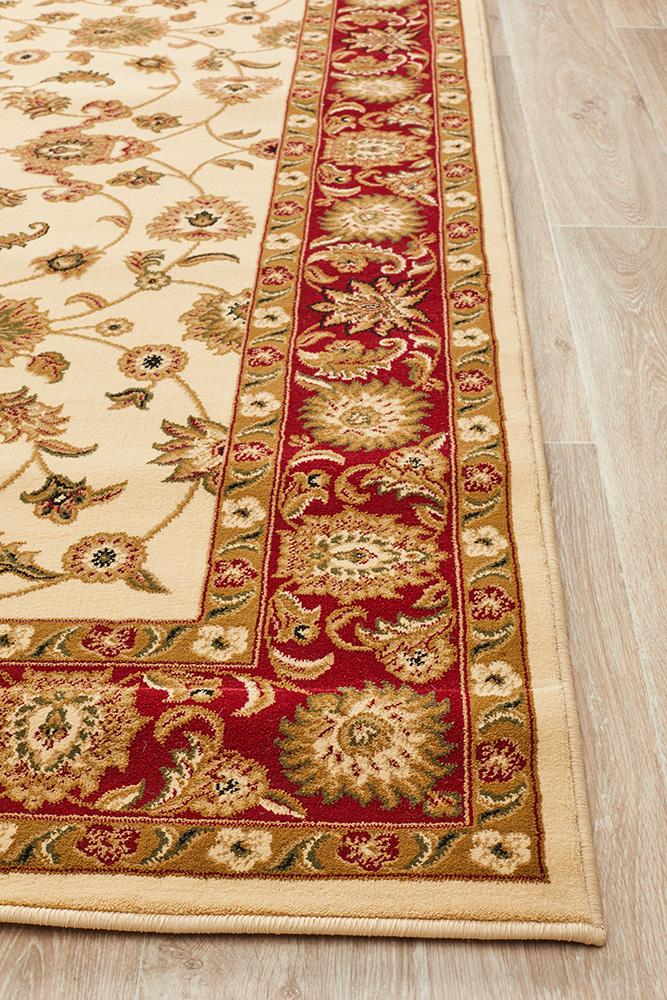 Classic Rug Ivory with Red Border