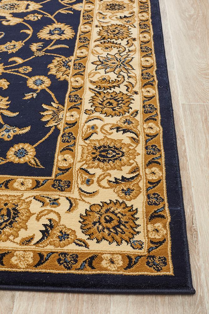 Classic Rug Navy with Ivory Border