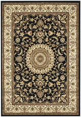 Medallion Rug Black with Ivory Border