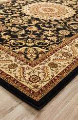 Medallion Rug Black with Ivory Border