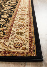 Medallion Rug Black with Ivory Border