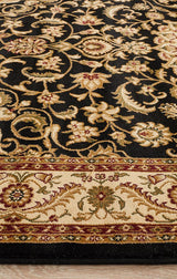 Medallion Rug Black with Ivory Border