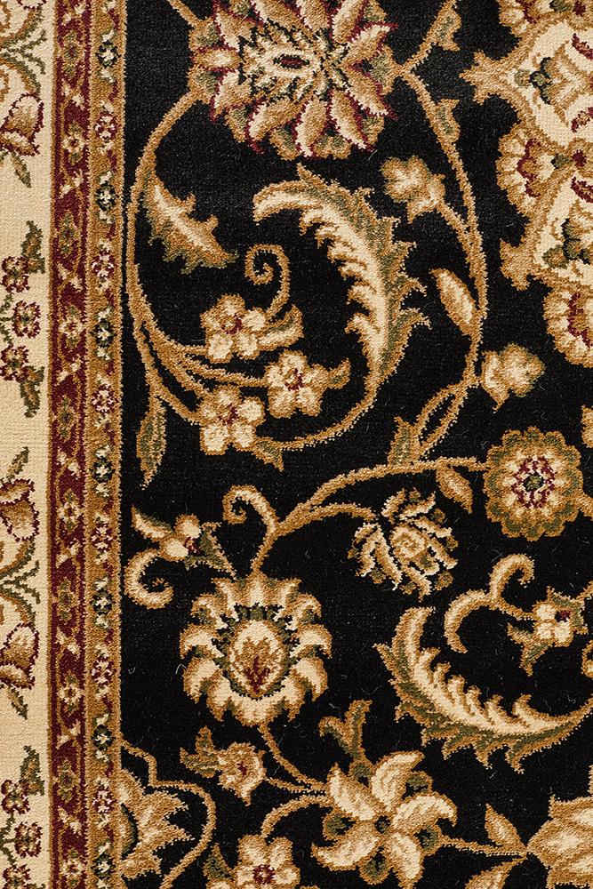 Medallion Rug Black with Ivory Border