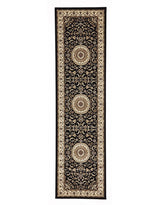 Medallion Rug Black with Ivory Border