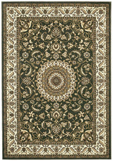 Medallion Rug Green with Ivory Border