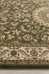 Medallion Rug Green with Ivory Border