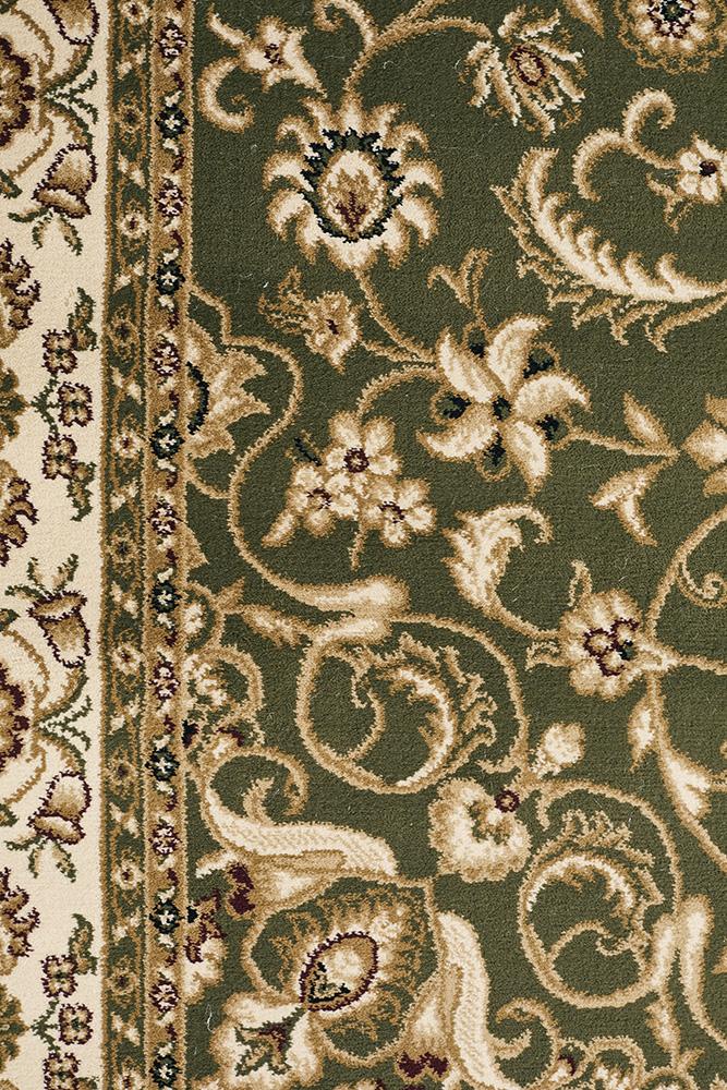 Medallion Rug Green with Ivory Border