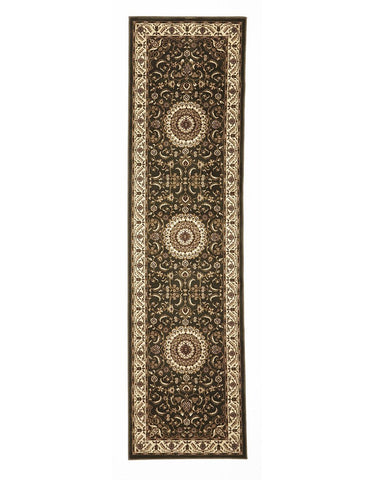 Medallion Rug Green with Ivory Border