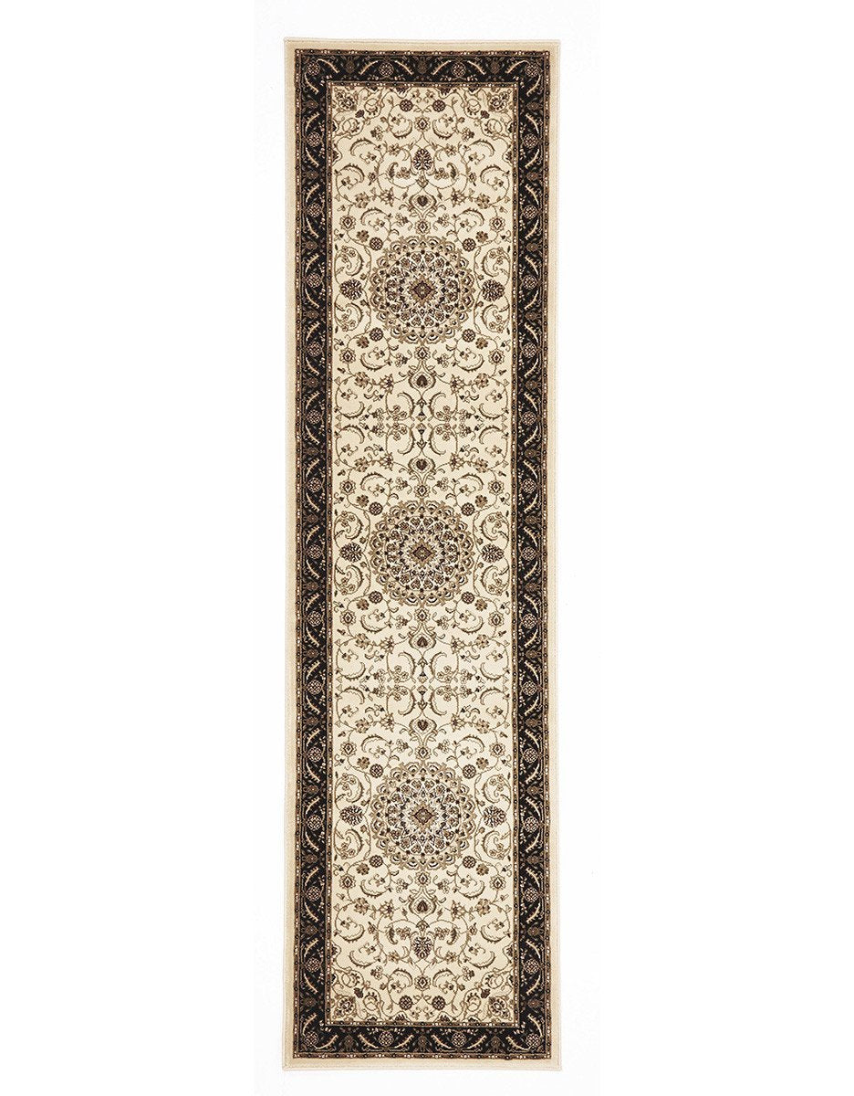 Medallion Rug Ivory with Black Border