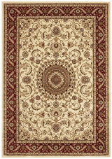 Medallion Rug Ivory with Red Border