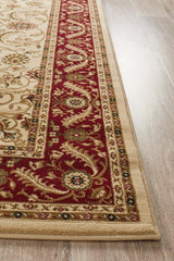 Medallion Rug Ivory with Red Border