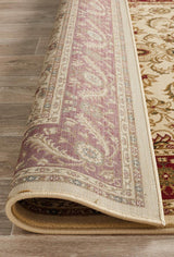 Medallion Rug Ivory with Red Border