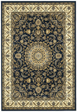 Medallion Rug Navy with Ivory Border