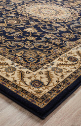 Medallion Rug Navy with Ivory Border