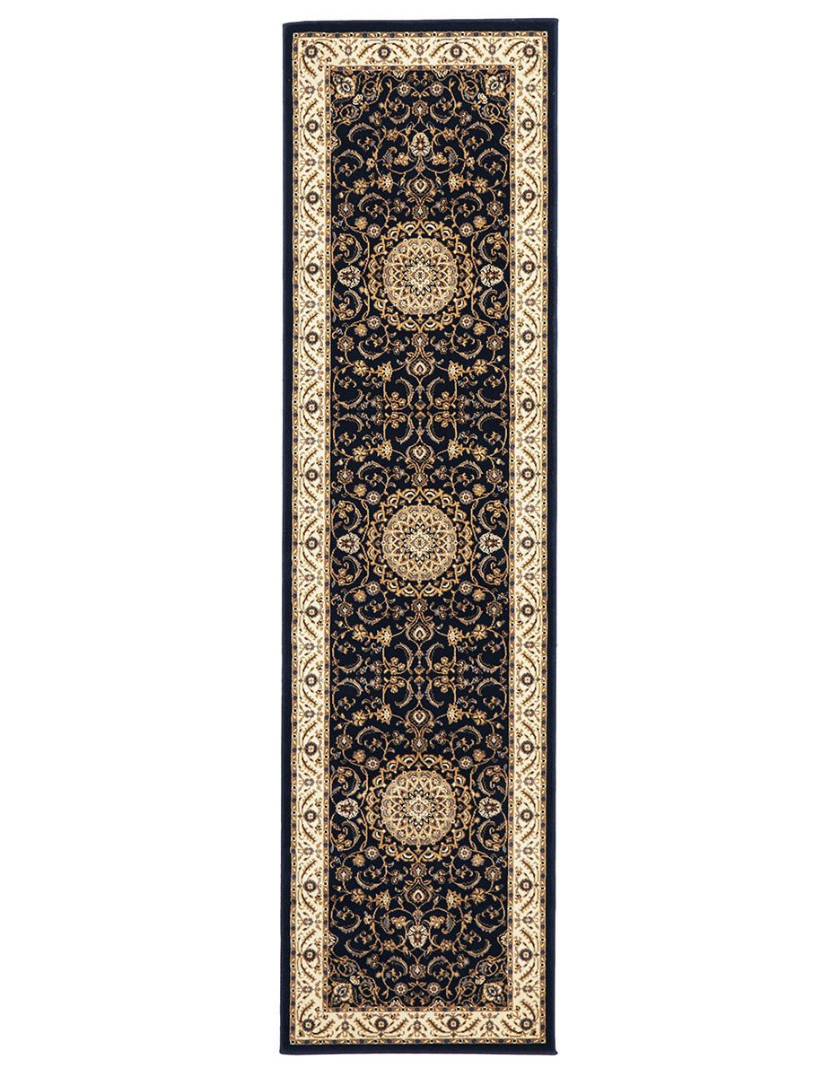 Medallion Rug Navy with Ivory Border