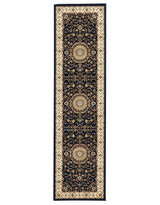 Medallion Rug Navy with Ivory Border