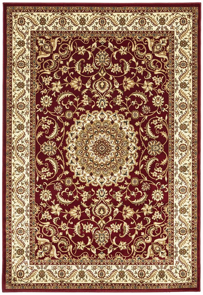 Medallion Rug Red with Ivory Border