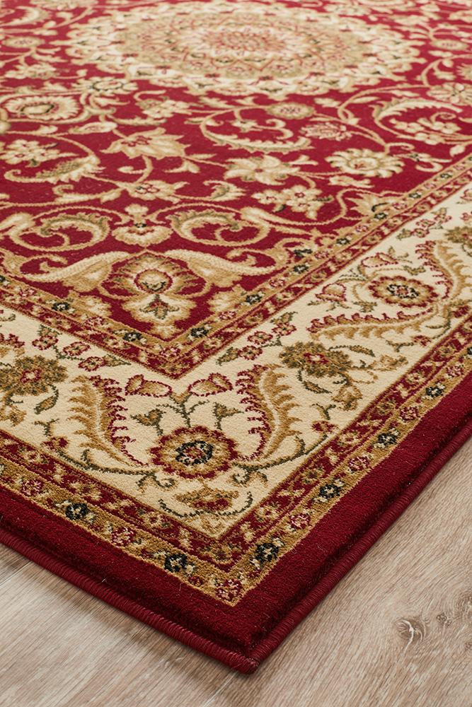 Medallion Rug Red with Ivory Border