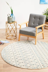 Slate White Transitional Round Rug