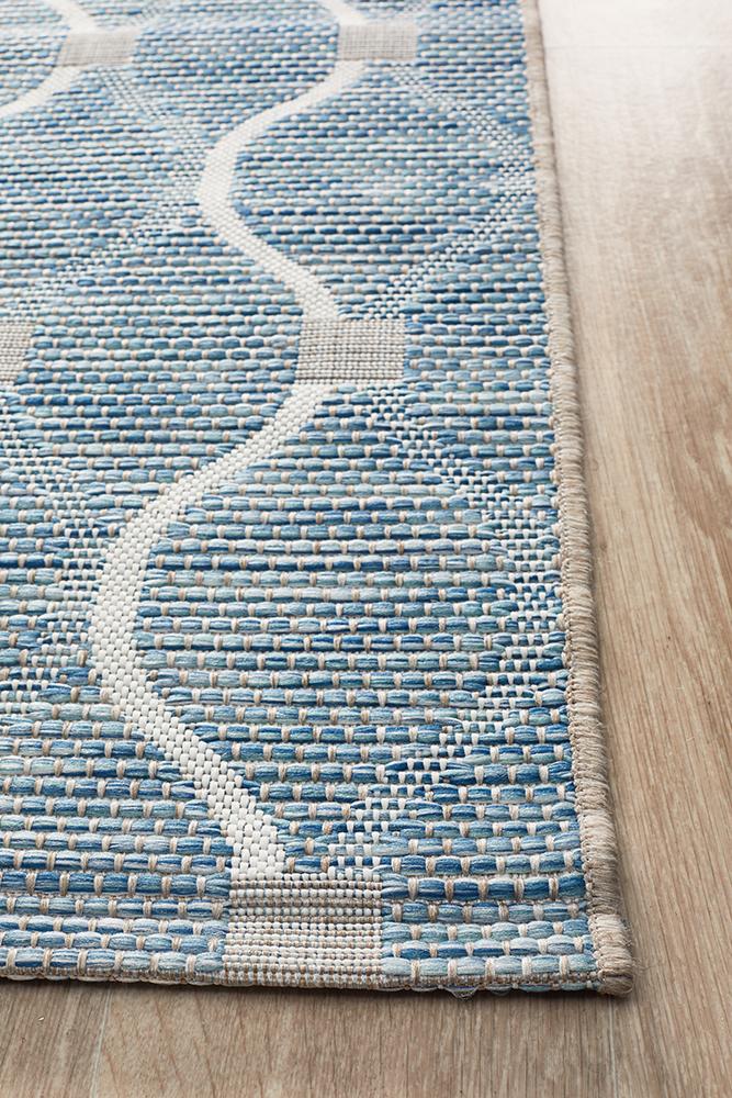 Promenade Outdoor Denise Trellis Blue Rug