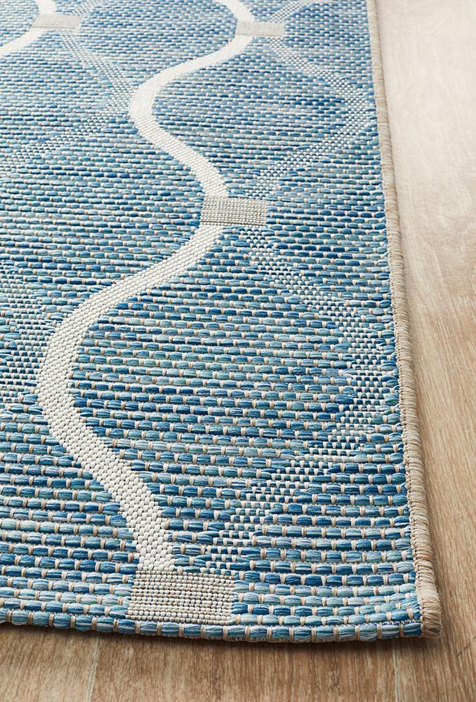 Promenade Outdoor Denise Trellis Blue Rug