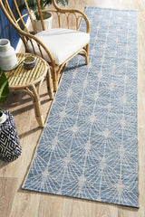 Promenade Outdoor Fern Trellis Blue Rug