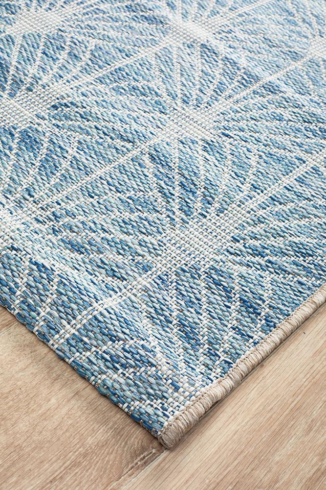 Promenade Outdoor Fern Trellis Blue Rug