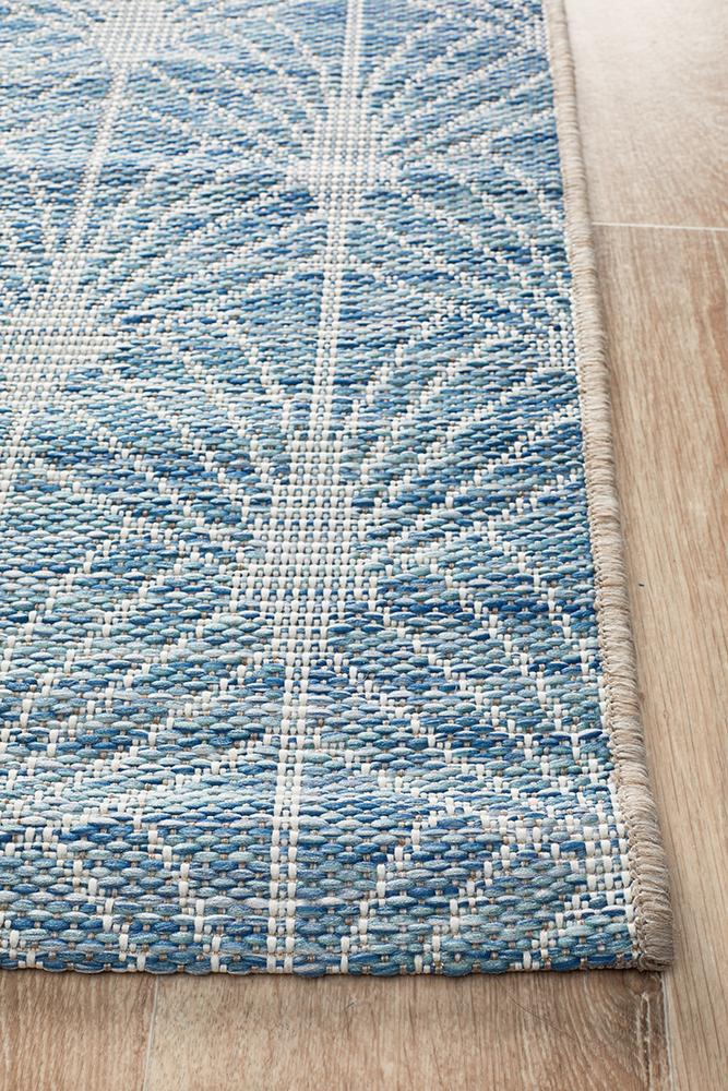 Promenade Outdoor Fern Trellis Blue Rug