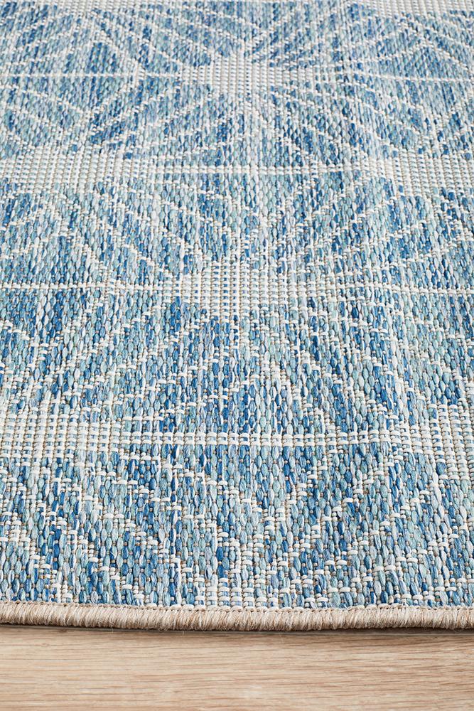 Promenade Outdoor Fern Trellis Blue Rug