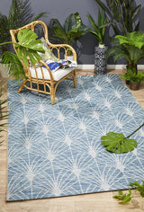 Promenade Outdoor Fern Trellis Blue Rug