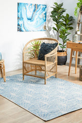 Promenade Outdoor Fern Trellis Blue Rug