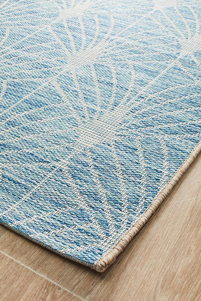 Promenade Outdoor Fern Trellis Blue Rug