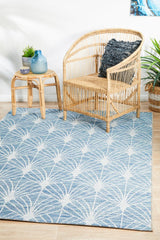 Promenade Outdoor Fern Trellis Blue Rug