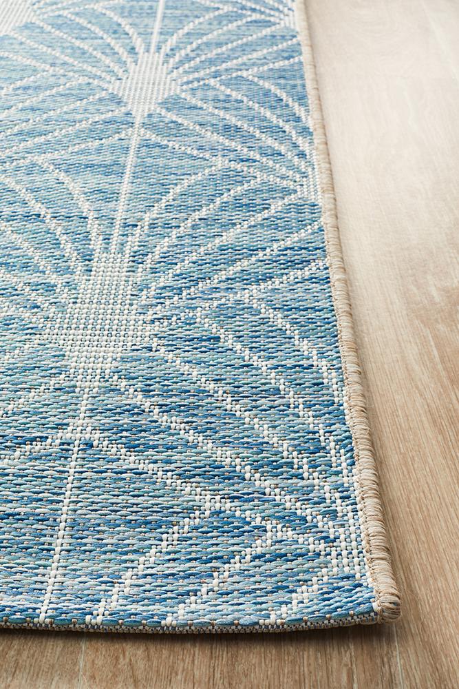 Promenade Outdoor Fern Trellis Blue Rug