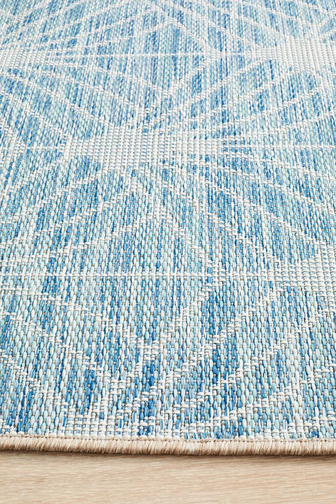 Promenade Outdoor Fern Trellis Blue Rug