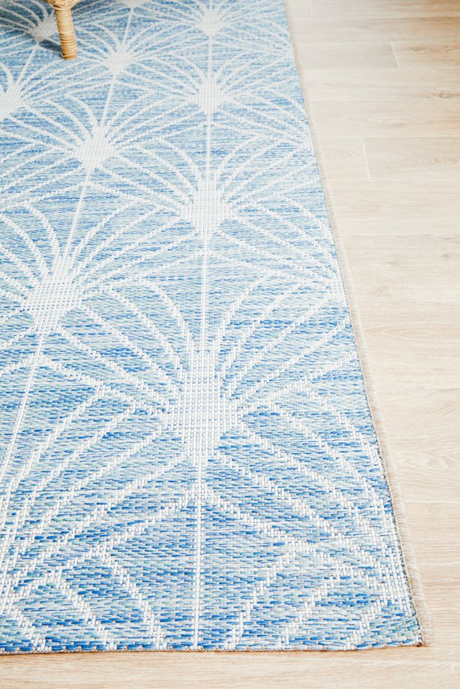 Promenade Outdoor Fern Trellis Blue Rug