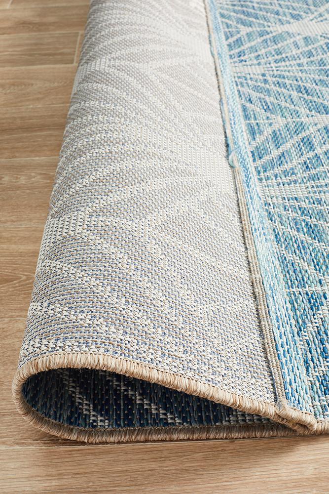 Promenade Outdoor Fern Trellis Blue Rug