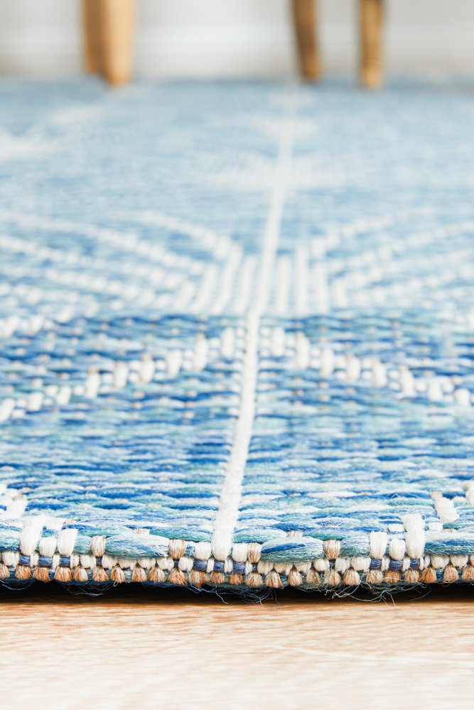 Promenade Outdoor Fern Trellis Blue Rug